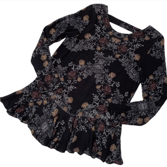 Free People Smooth Talker Tunic Raven Floral Open Back Dress - Picture 5 of 6